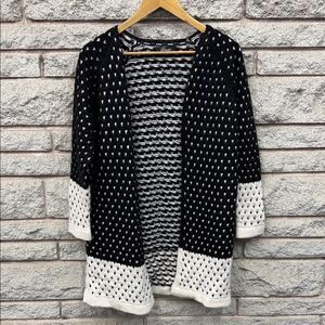 Elegant Black and White Knit Cardigan
